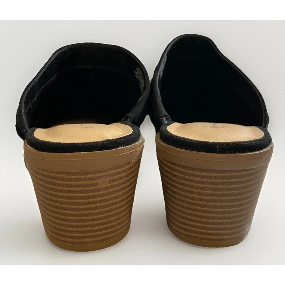 Wonderly Black Faux Suede Lasso Heeled Mules Women's 7.5  M Southwestern Braided - Picture 5 of 10